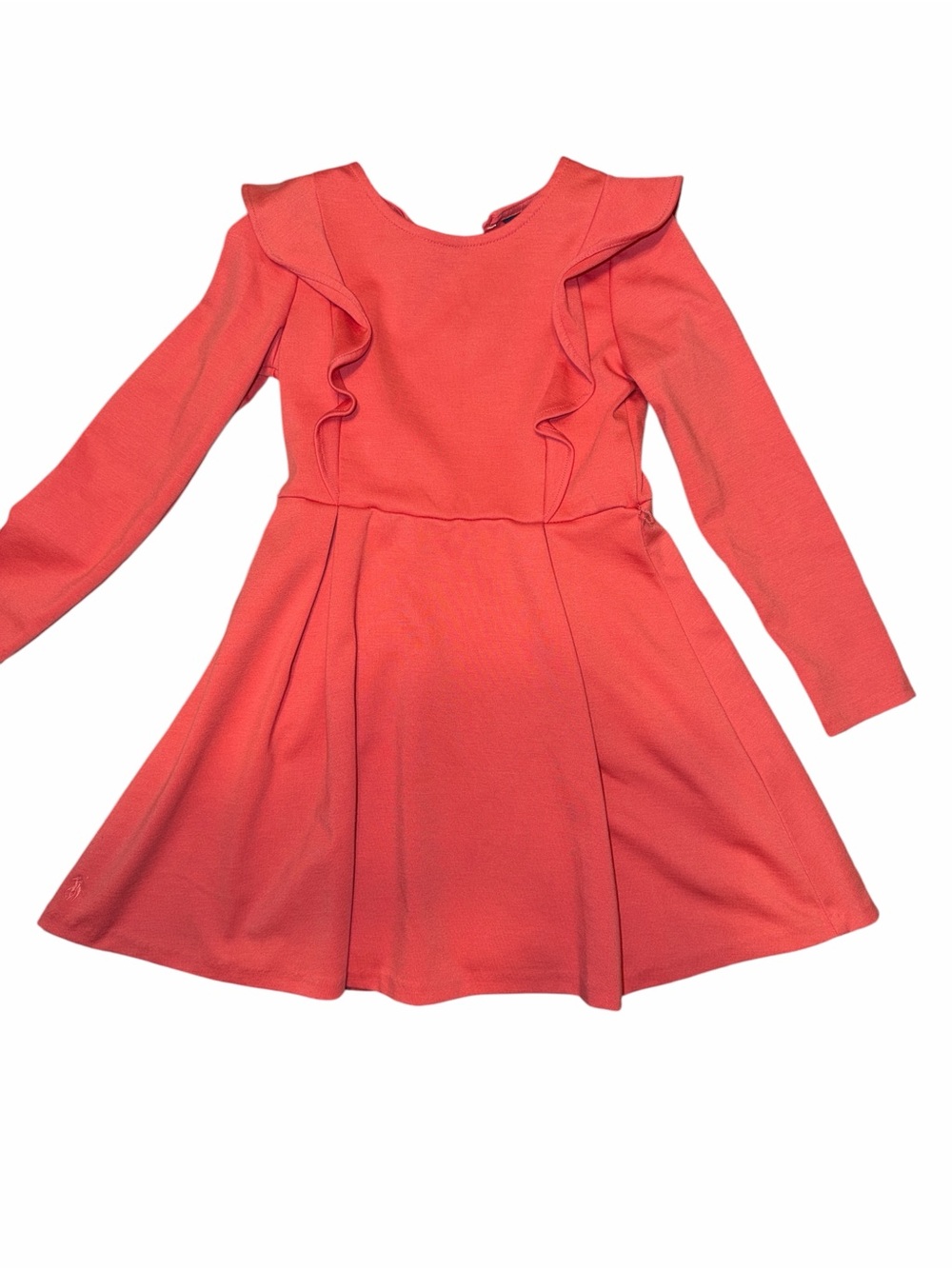 Polo Ralph Lauren Girls Coral Pink Ruffle Fit & Flare Dress Size 6